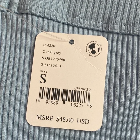 Free People Game Time Cami. Teal grey. Size small. New with Tags - Picture 6 of 9